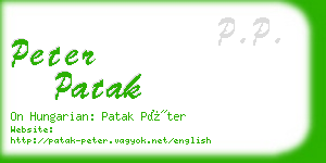 peter patak business card